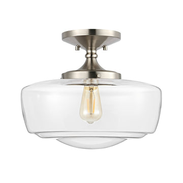 Marfa 14" Glass/Iron Farmhouse Modern LED Flush Mount